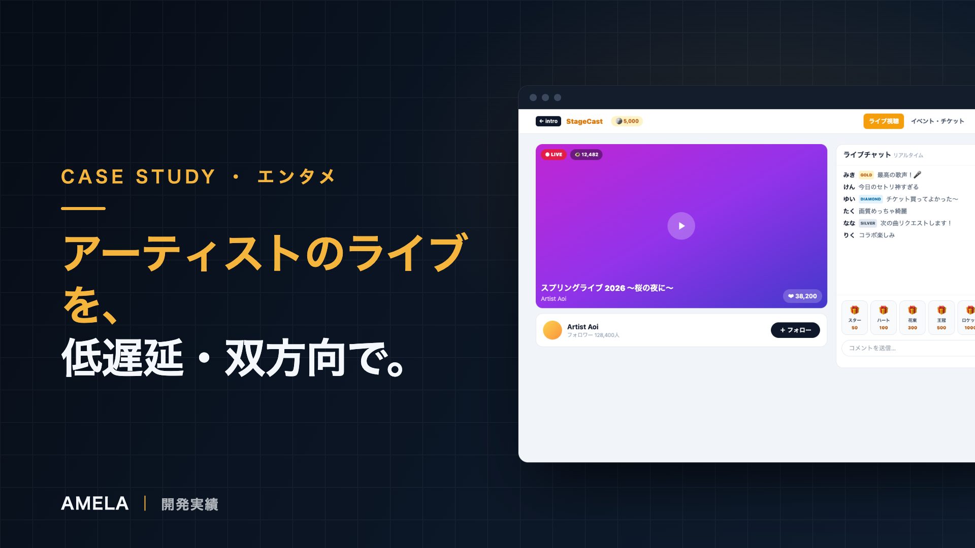 StageCast — 低遅延ライブ配信・収益化基盤