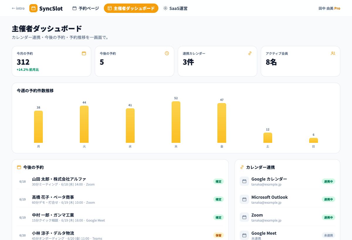 SyncSlotのゲスト予約デモ(匿名化・モック)